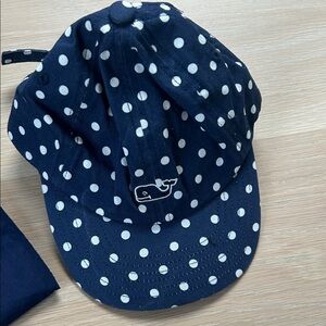 Vineyard Vines Kids Hat in Navy with White Dots